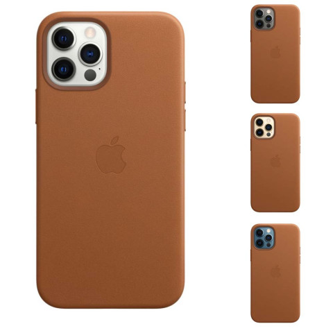 Чехол Leather Case with MagSafe для Iphone 12 и 12 Pro Saddle brown